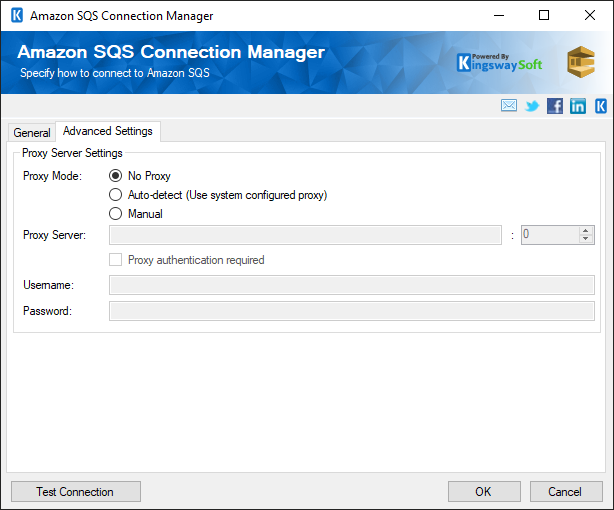 SSIS Amazon SQS Connection - Advanced Settings